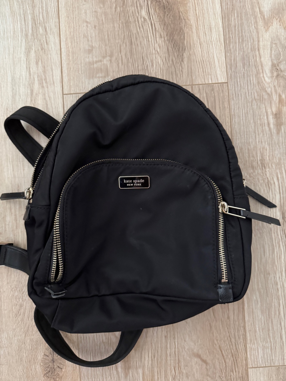 kate spade Black Nylon Mini Backpack with Gold Hardware